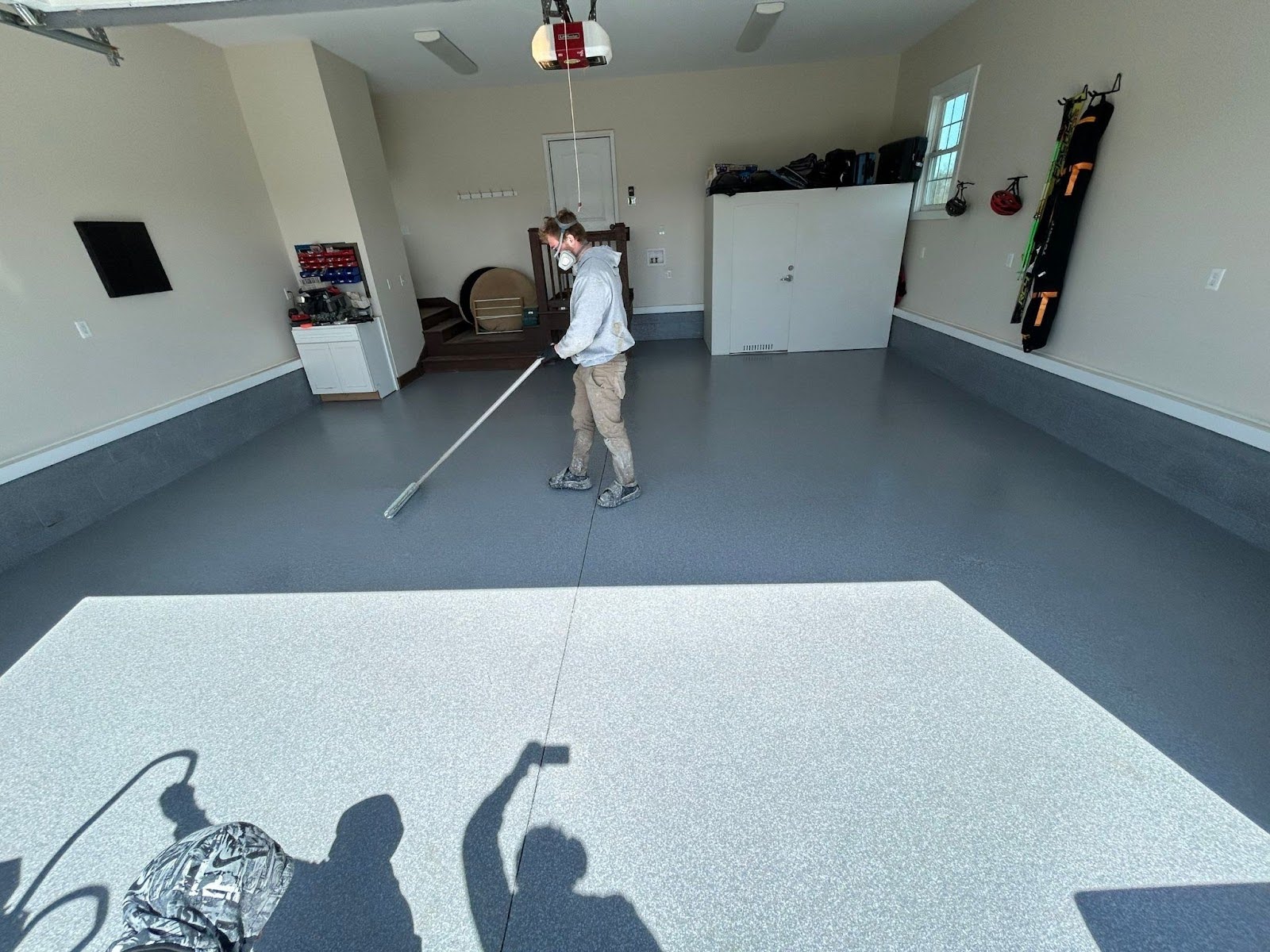 Scraping, sealing, and final concrete floor touches